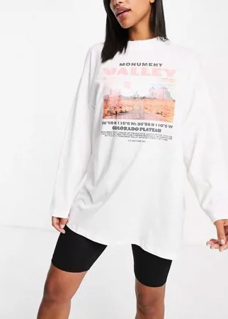 Серовато-бежевый лонгслив в стиле oversized и удлиненные шорты Topshop Valley-Светло-бежевый цвет