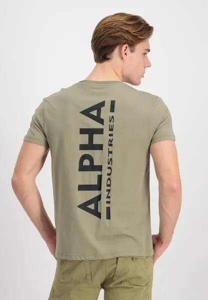 Футболка с принтом Alpha Industries, оливковый/черный