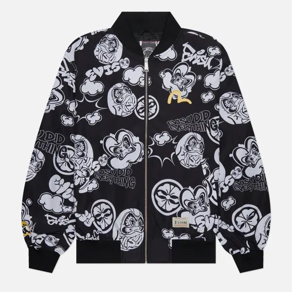 Мужская куртка бомбер Evisu Heritage Graffiti Daruma All Over Print чёрный, Размер L