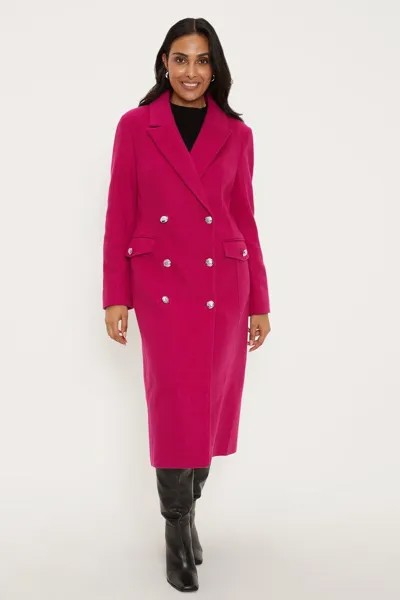 Миниатюрное розовое двубортное пальто в стиле милитари Wallis, розовый