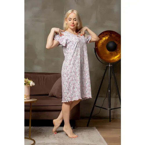 Сорочка  Натали, размер 46, розовый, серый