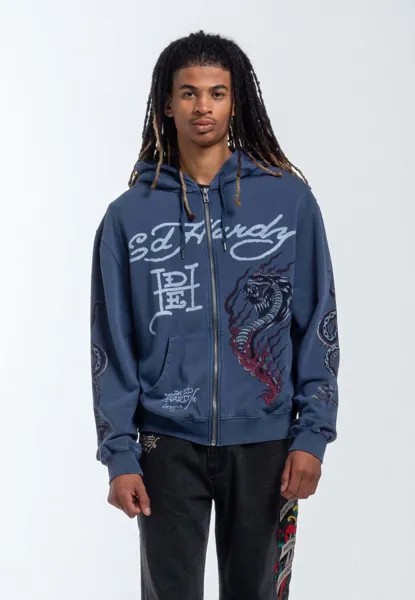 Толстовка на молнии Double Hoodie Ed Hardy, индиго