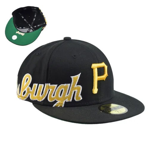 Мужская приталенная шляпа New Era Pittsburgh Pirates с боковым разрезом 59Fifty, черная