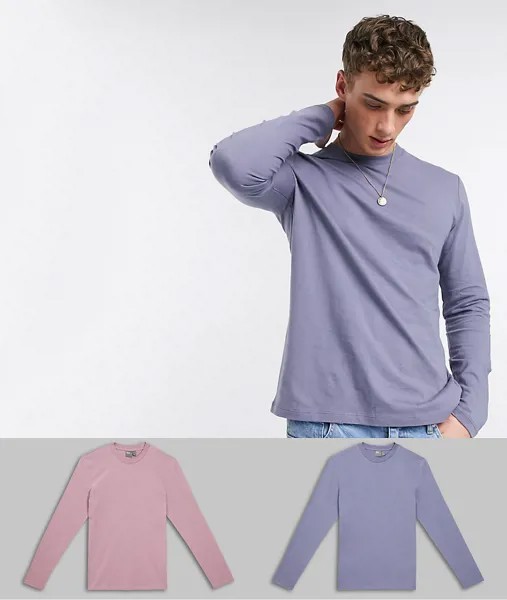 Футболка с длинным рукавом ASOS DESIGN - Набор из 2 шт. со скидкой-Мульти