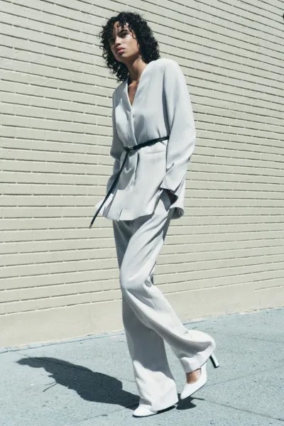Брюки прямого кроя ZARA, цвет ice