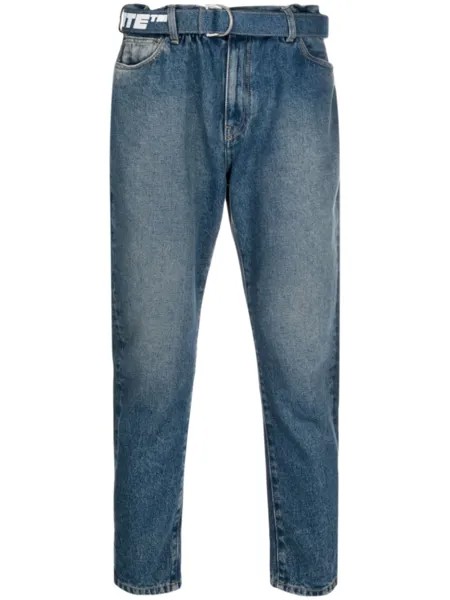 Укороченные джинсы с логотипом Off-White, синий
