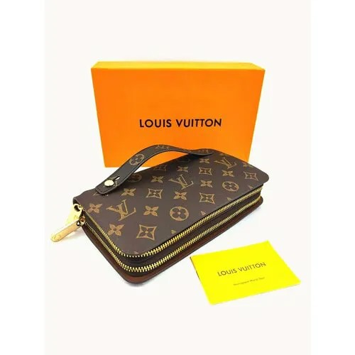 Бумажник Louis Vuitton, фактура матовая, тиснение, коричневый