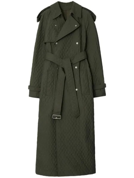 Burberry двубортный стеганый тренч, зеленый