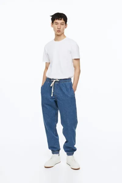 Свободные джинсовые джоггеры H&M, джинсовый синий