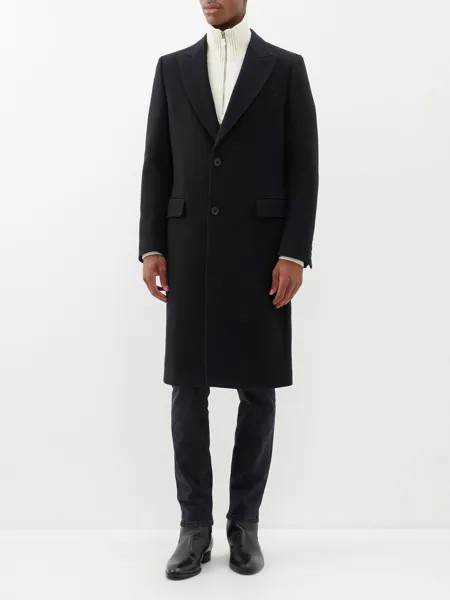 Пальто из смесовой шерсти с острыми лацканами Dolce & Gabbana, черный