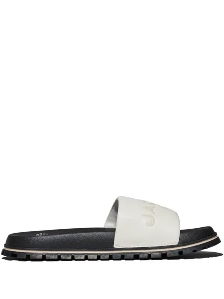 Marc Jacobs шлепанцы The Leather Slide с тисненым логотипом, белый