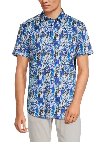 Рубашка на пуговицах с короткими рукавами Flynn Robert Graham, цвет Blue Multi