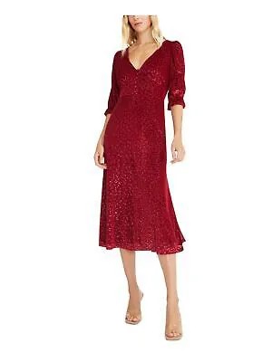 BETSEY JOHNSON Женское красное коктейльное платье прямого кроя с рукавами до локтя ниже колена M