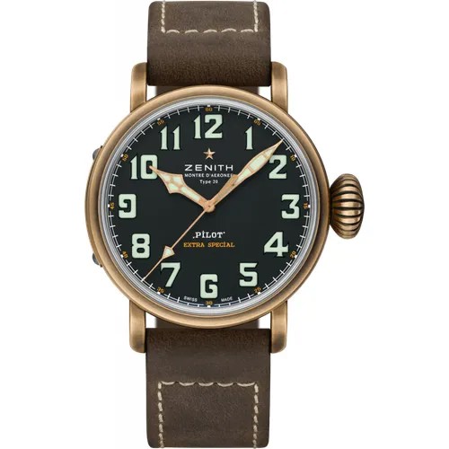 Наручные часы ZENITH Pilot Type 20 Extra Special 29.2430.679/21. C753, черный, коричневый