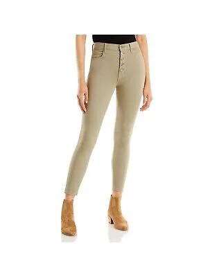 Женские зеленые укороченные джинсы скинни с высокой талией J BRAND с карманами на пуговицах 28