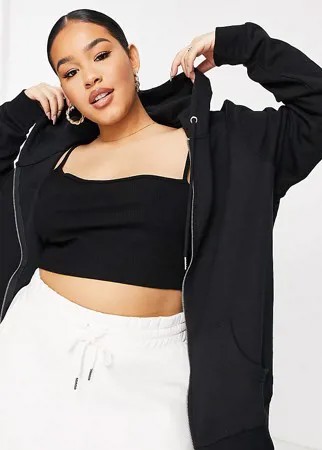 Худи черного цвета со сквозной молнией ASOS DESIGN Curve Ultimate-Черный цвет