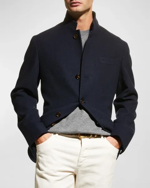 Мужской кашемировый пиджак-пальто Brunello Cucinelli, цвет Cobalt Blue