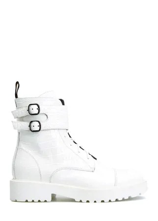 Белые ботинки в стиле карго из текстурированной кожи