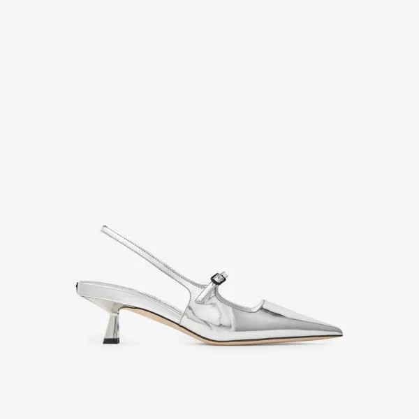 Туфли-лодочки Didi 45 из металлизированной кожи с пяткой на пятке Jimmy Choo, серебряный