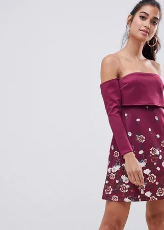 Платье мини с цветочным принтом ASOS PETITE-Мульти