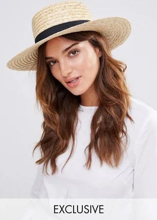 Соломенная шляпа с черной лентой South Beach-Neutral