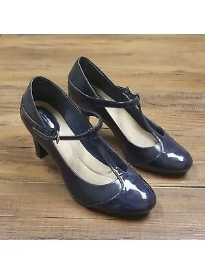GIANI BERNINI Женские темно-синие кожаные туфли Vineza с миндалевидным носком на блочном каблуке, 7,5 м