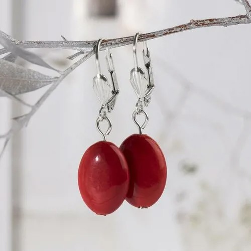 Серьги Mikimarket, серебрение, коралл, красный