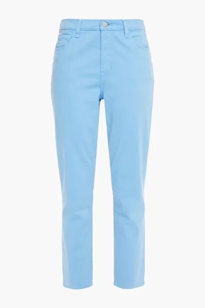 Укороченные брюки узкого кроя из смесового хлопка J Brand, светло-синий