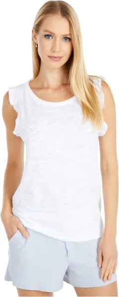 Майка Lilla P Ruffle Sleeve Tank in Slub, белый
