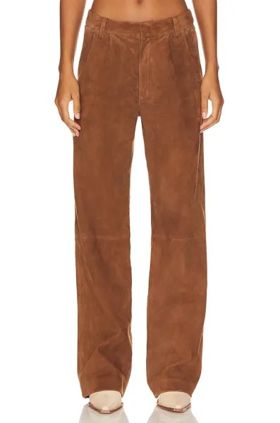 Брюки SPRWMN Leather Straight Leg Trousers, цвет Dark Cognac