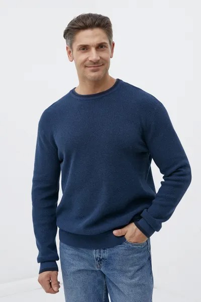 Хлопковый свитер с овальным вырезом Finn Flare, синий