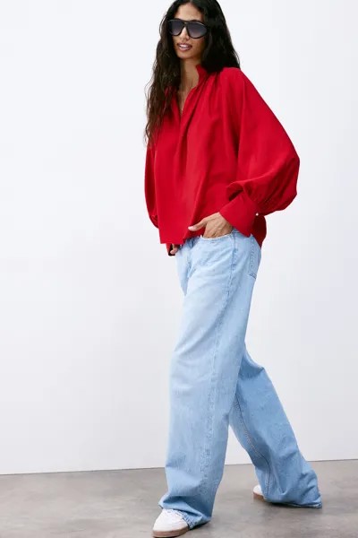 Блузка с объемными рукавами H&M, красный