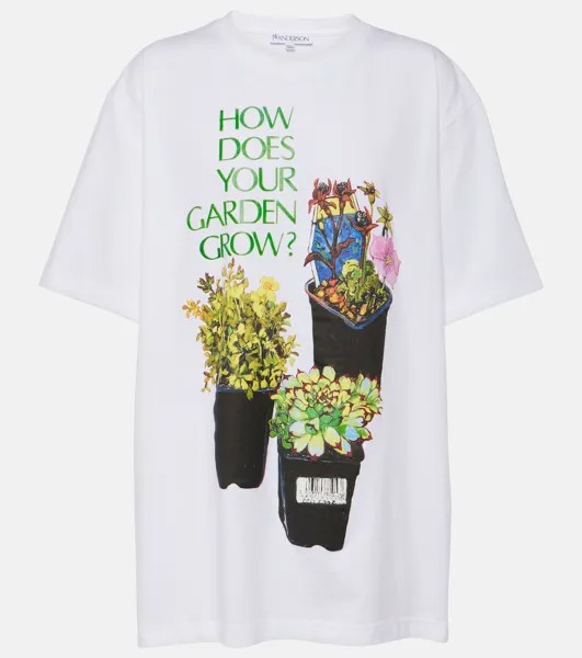 Футболка оверсайз из хлопкового джерси с принтом Jw Anderson, белый