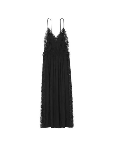 Сорочка Victoria's Secret Modal Lace-Trim Long, черный
