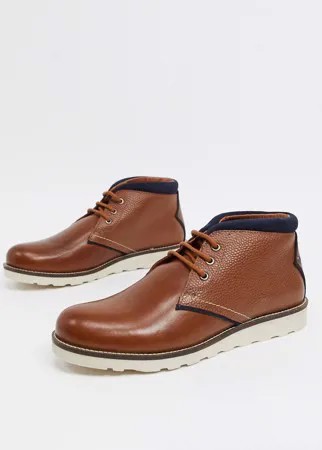 Светло-коричневые кожаные ботинки чукка с контрастным верхом Original Penguin-Коричневый