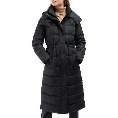 Женское длинное теплое стеганое пальто Barbour черного цвета с капюшоном и капюшоном 6 BHFO 5683