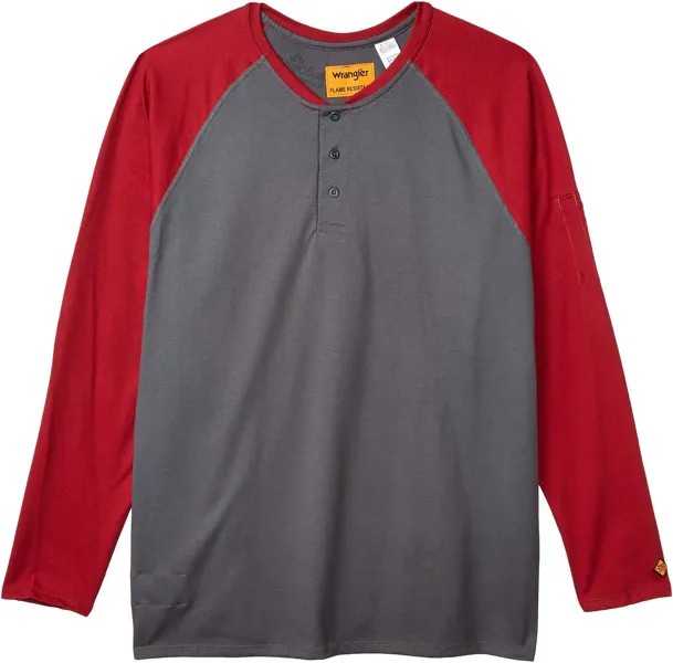 Топ Wrangler Big & Tall Flame-Resistant Long Sleeve Baseball Henley, красный