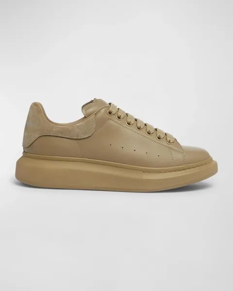 Мужские кожаные низкие кеды оверсайз Larry в тон Alexander McQueen, цвет Must Dkbrn
