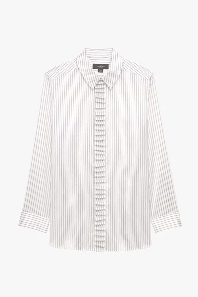 Рубашка Zara by Stefano Pilati Striped Jabot Frill, белый/полосатый