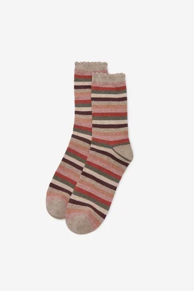 Длинные хлопковые носки Better с разноцветными полосками Cortefiel, темно-красный