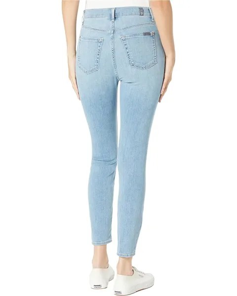 Джинсы 7 For All Mankind High-Waist Ankle Skinny with Embroidery in Darby Blue, цвет Darby Blue