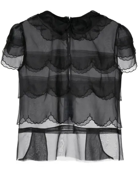 Maison Margiela шелковая блузка с расклешенным подолом, черный