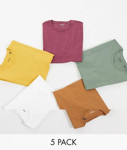 Набор из 5 футболок разных цветов Burton Menswear-Мульти