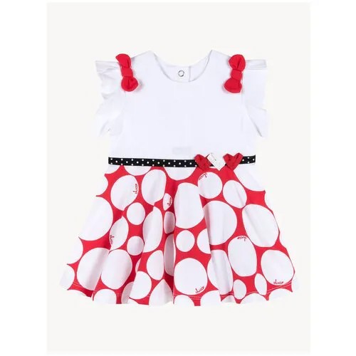 Платье с короткими рукавами CHICCO, модель 03826, белый с красным 037, размер 080