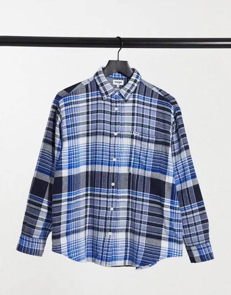 Фланелевая oversized-рубашка синего цвета в клетку Wrangler-Голубой