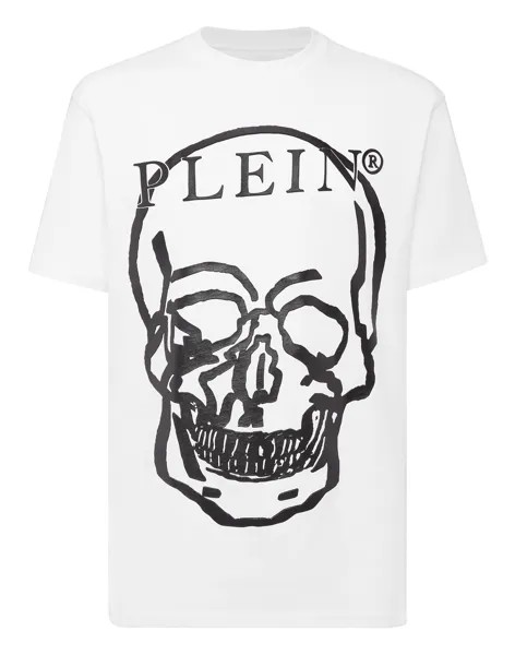 Футболка из джерси с круглым вырезом SS Skull and Plein Philipp Plein, цвет White / Black
