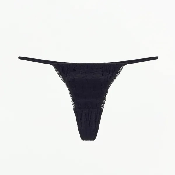 Трусы-стринги Zara Textured Lace Trim, черный