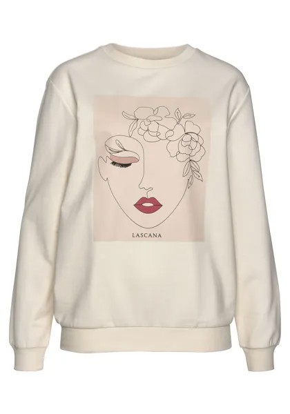 Свитер LASCANA Sweatshirt, цвет hellbeige-natur-hellrosa