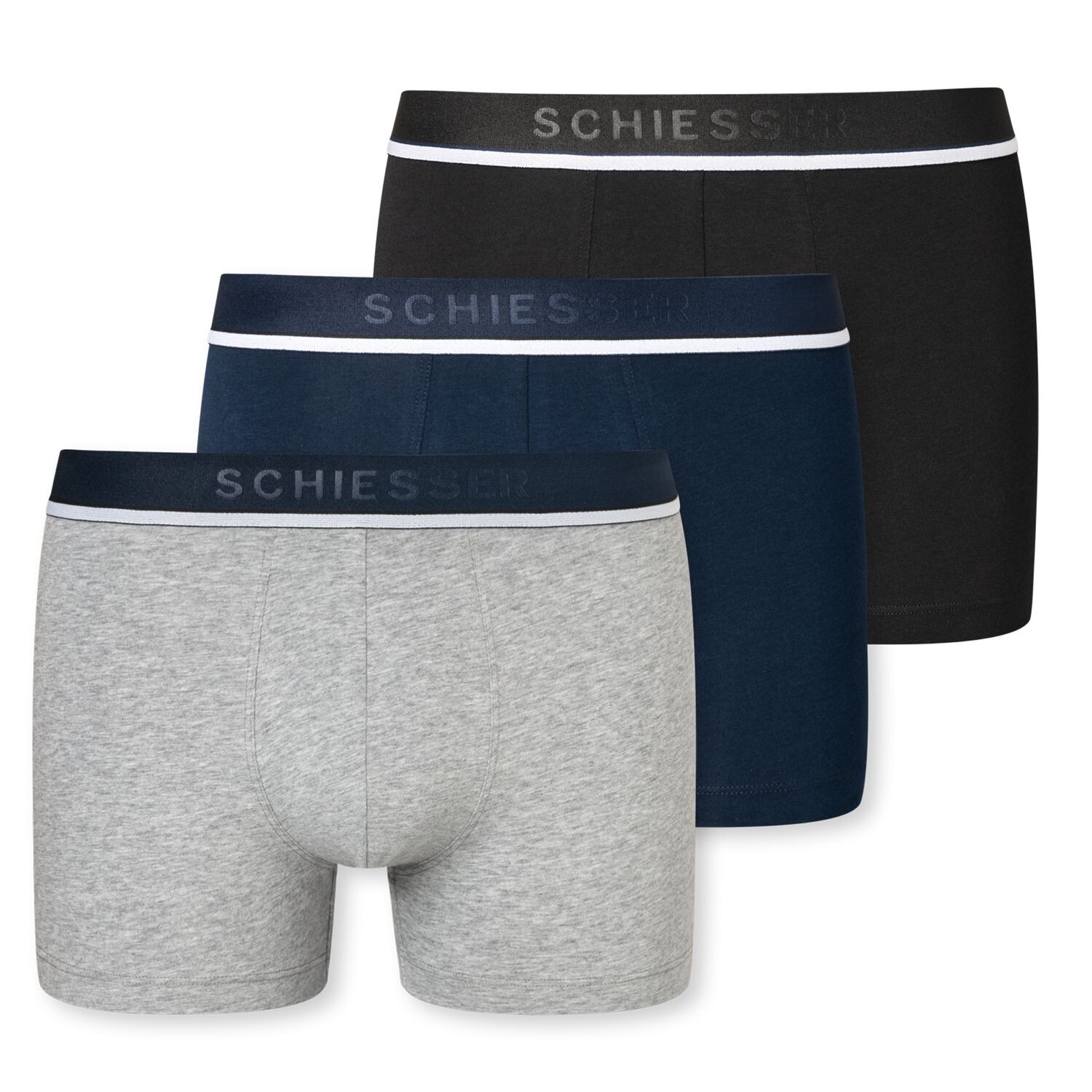 Боксеры Schiesser Boxershorts 3 шт, цвет Schwarz / Navy / Grau melange