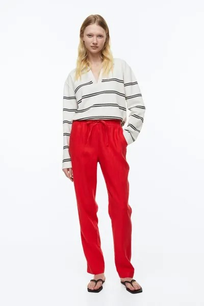 Льняные джоггеры H&M, красный